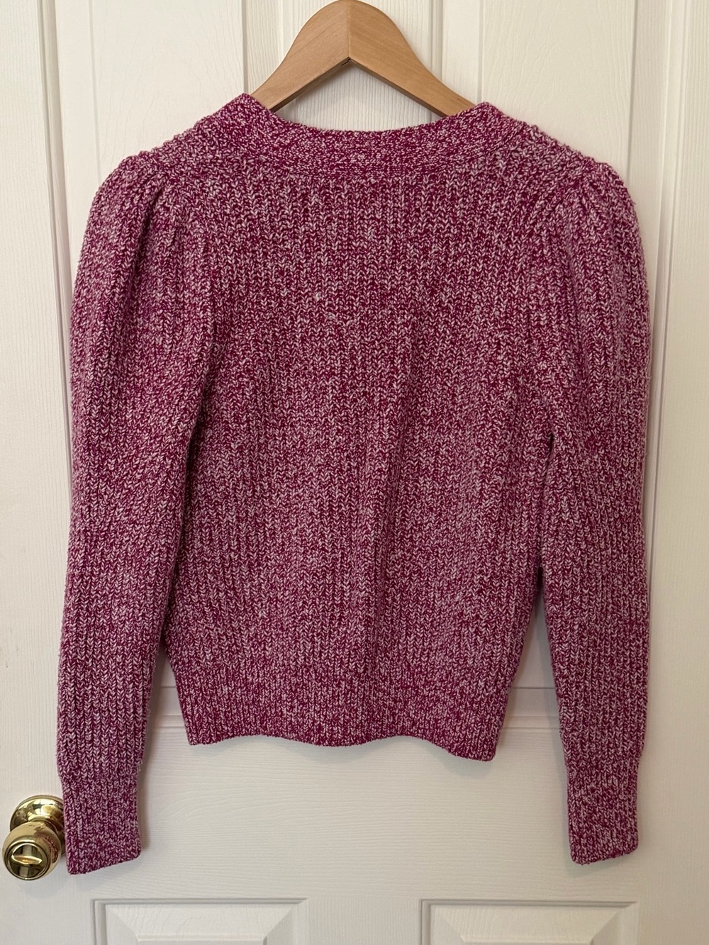 LOFT Raspberry Marled V-Neck Sweater - Picture 2 of 6